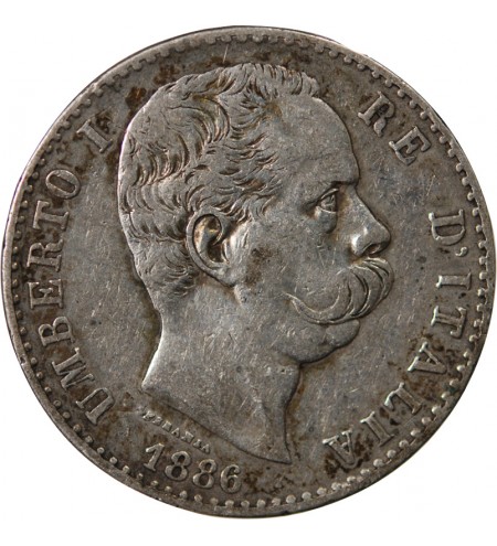 ITALIE, UMBERTO Ier - 2 LIRE ARGENT 1886 R ROME