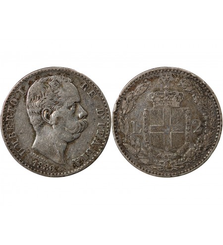 ITALIE, UMBERTO Ier - 2 LIRE ARGENT 1886 R ROME