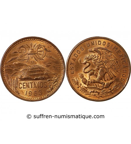 MEXIQUE, PYRAMIDE DE TEOTIHUACAN - 20 CENTAVOS 1963 MEXICO