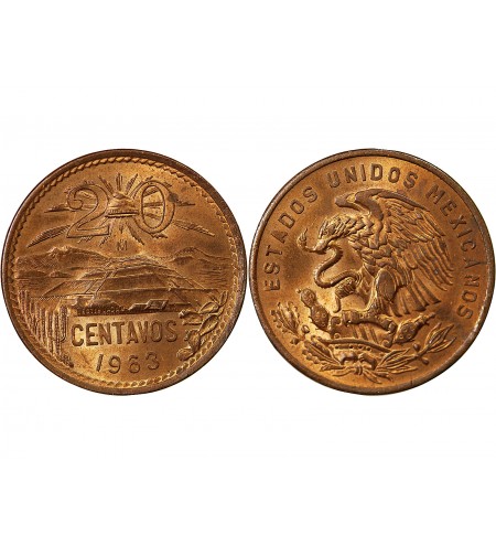 MEXIQUE, PYRAMIDE DE TEOTIHUACAN - 20 CENTAVOS 1963 MEXICO