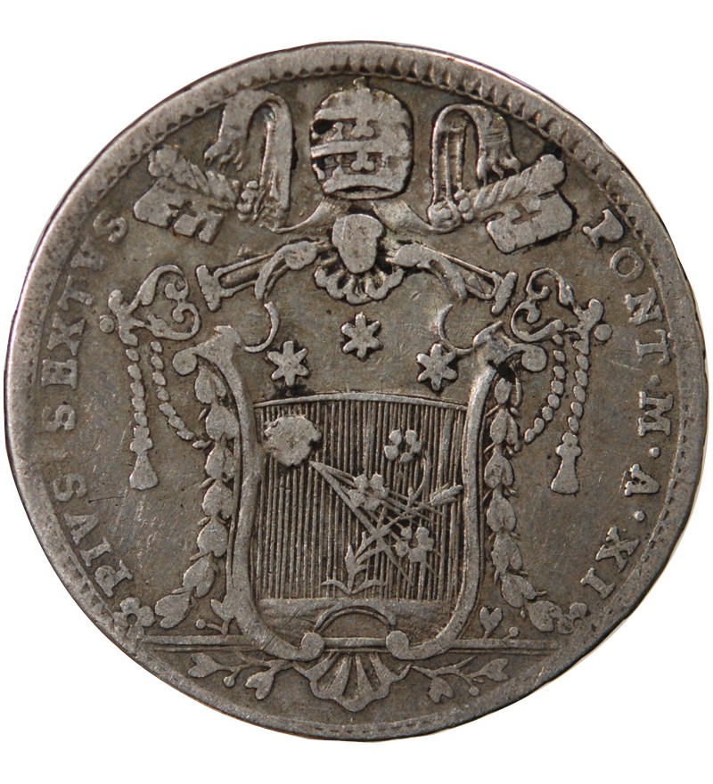 VATICAN, PIE VI - TESTONE ARGENT 1785