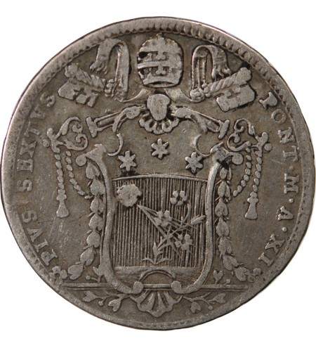 VATICAN, PIE VI - TESTONE ARGENT 1785