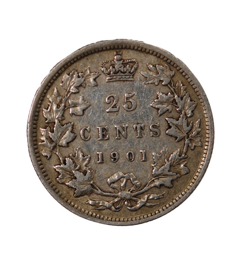 CANADA, VICTORIA - 25 CENTS ARGENT 1901