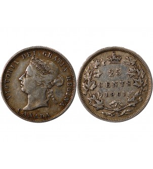CANADA, VICTORIA - 25 CENTS ARGENT 1901 2