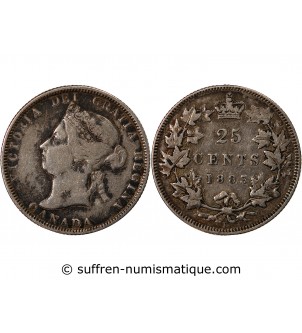 CANADA, VICTORIA - 25 CENTS ARGENT 1883 H HEATON