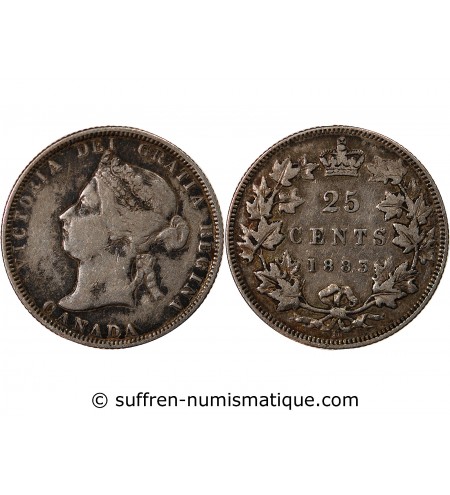 CANADA, VICTORIA - 25 CENTS ARGENT 1883 H HEATON