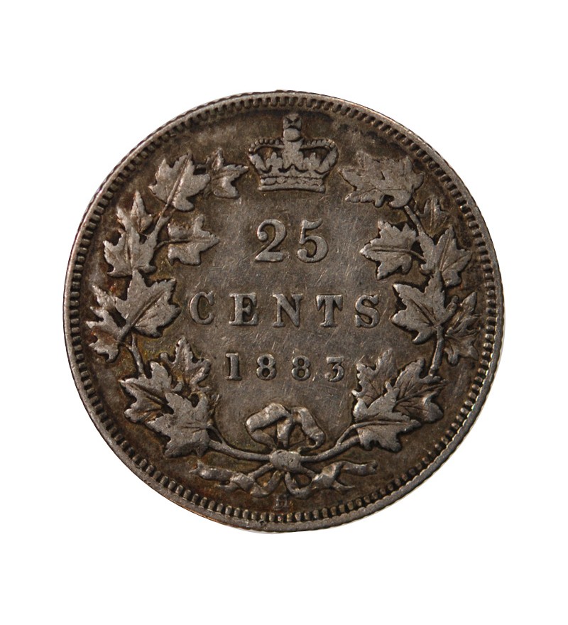 CANADA, VICTORIA - 25 CENTS ARGENT 1883 H HEATON