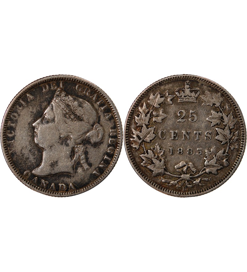 CANADA, VICTORIA - 25 CENTS ARGENT 1883 H HEATON