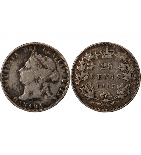 CANADA, VICTORIA - 25 CENTS ARGENT 1883 H HEATON