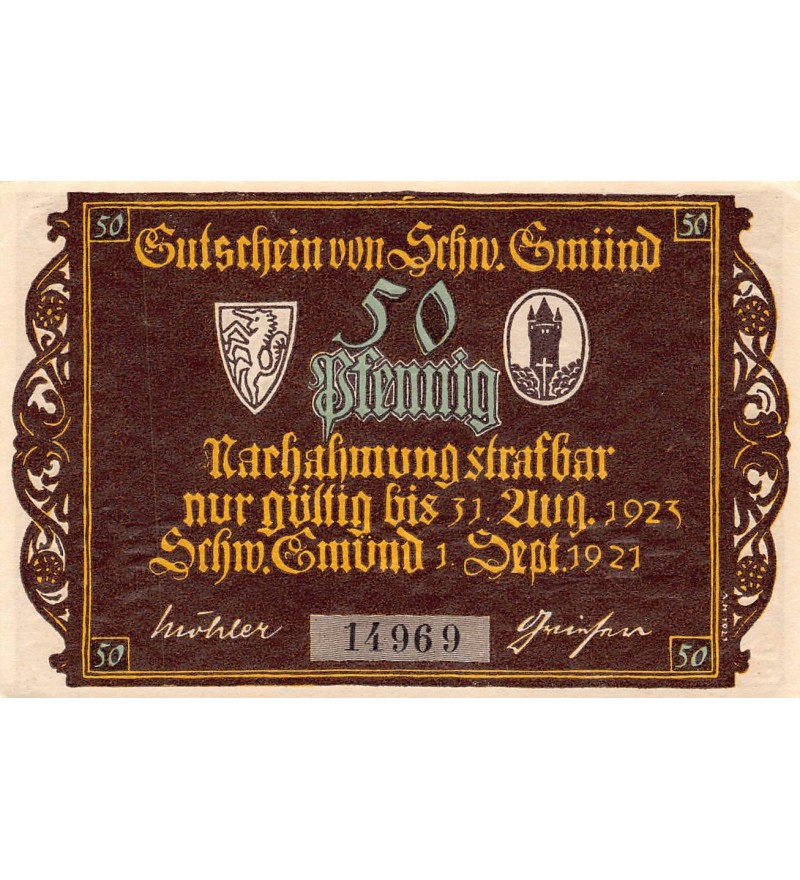 ALLEMAGNE,  Schwäbisch Gmünd - 50 PFENNIG 1921