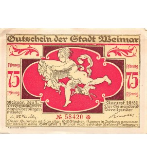 ALLEMAGNE, WEIMAR - 75 PFENNIG 1921