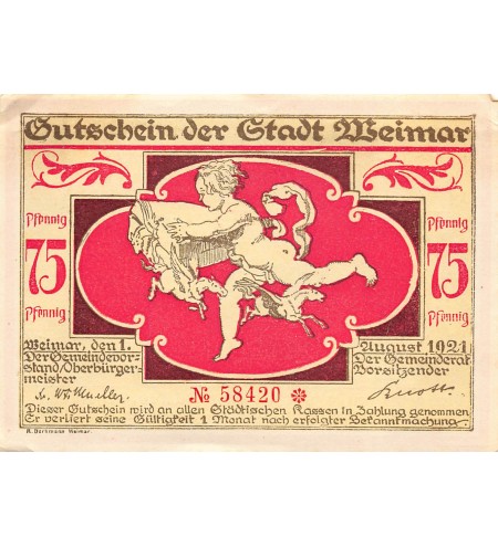 ALLEMAGNE, WEIMAR - 75 PFENNIG 1921