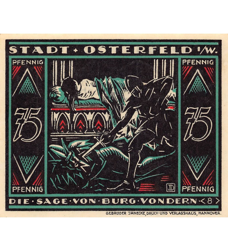 ALLEMAGNE, OSTERFELD - 75 PFENNIG 1921