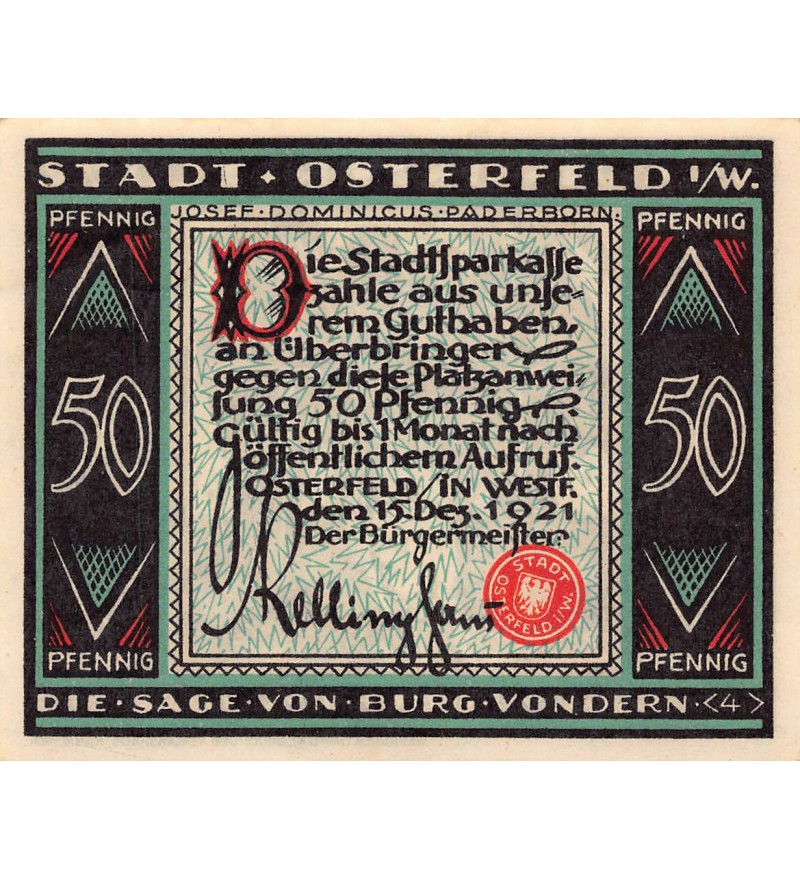ALLEMAGNE, OSTERFELD - 50 PFENNIG 1921