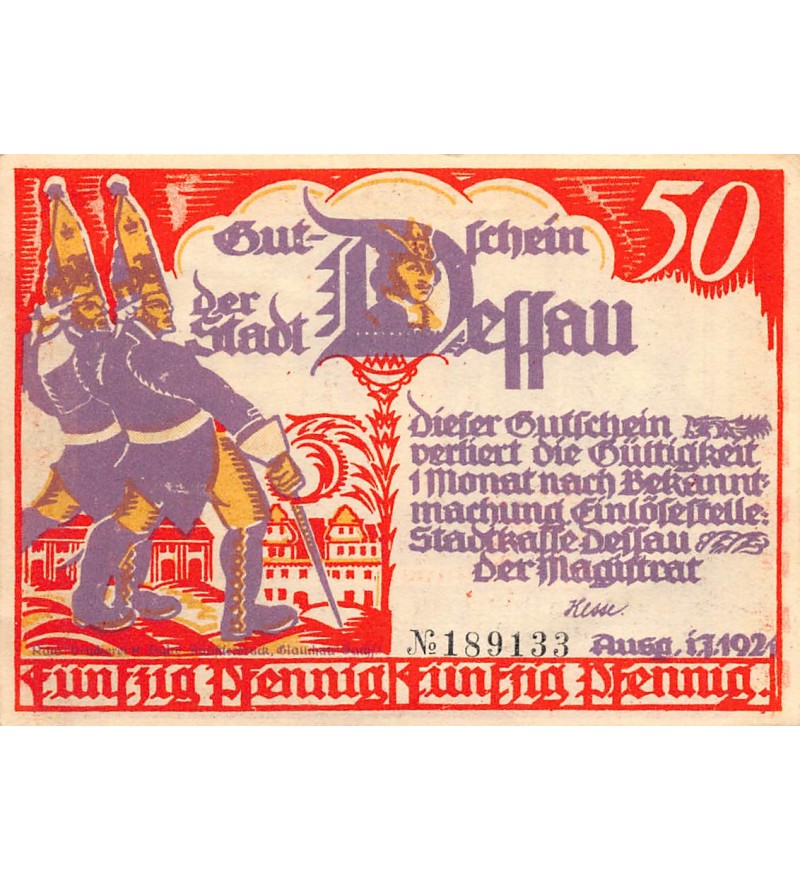 ALLEMAGNE, DESSAU - 50 PFENNIG 1921