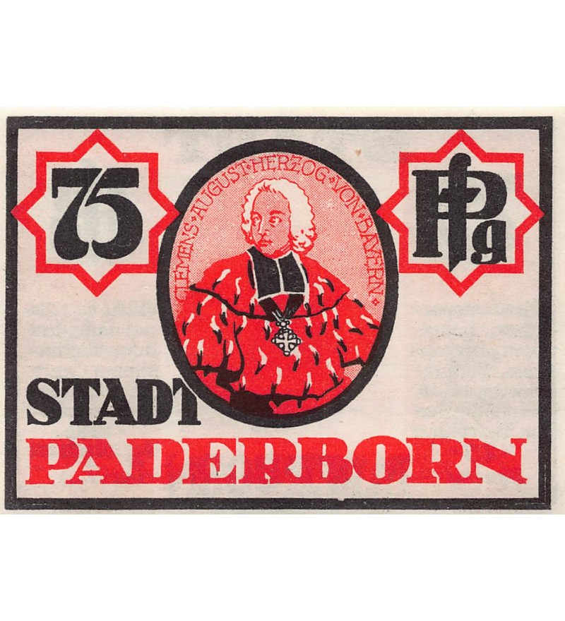 ALLEMAGNE, PADERBORN - 75 PFENNIG 1921