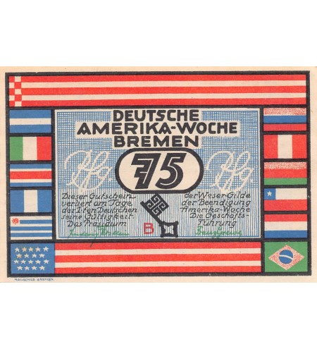 ALLEMAGNE, BREME - 75 PFENNIG 1923