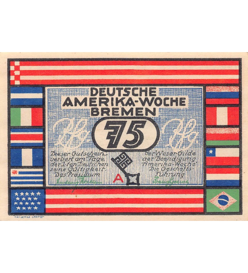 ALLEMAGNE, BREME - 75 PFENNIG 1923