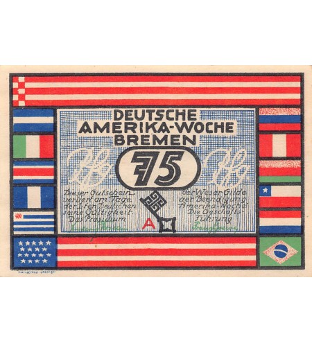 ALLEMAGNE, BREME - 75 PFENNIG 1923