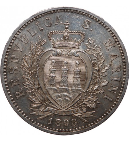 SAINT MARIN - 5 LIRE 1898
