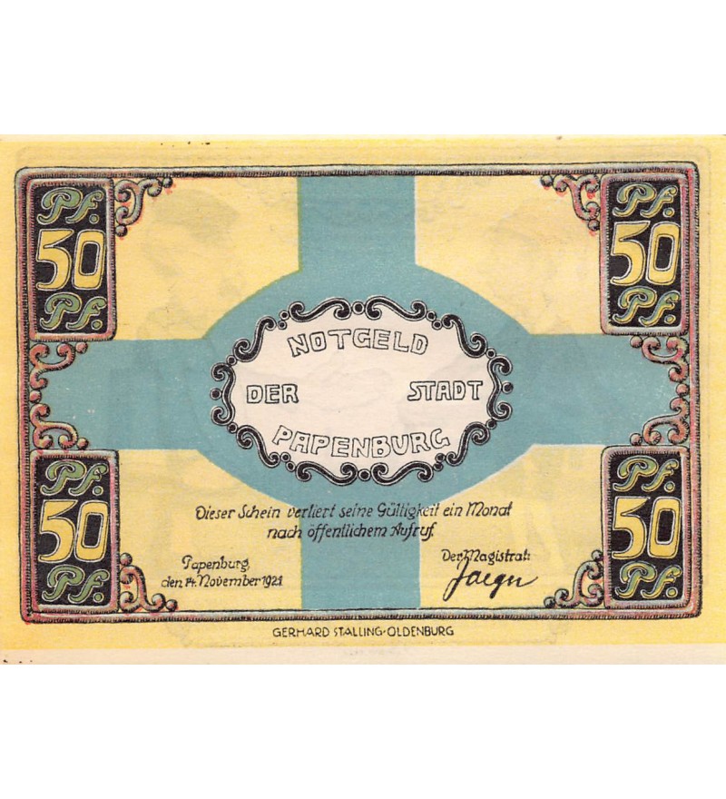ALLEMAGNE, PAPENBURG - 50 PFENNIG 1921