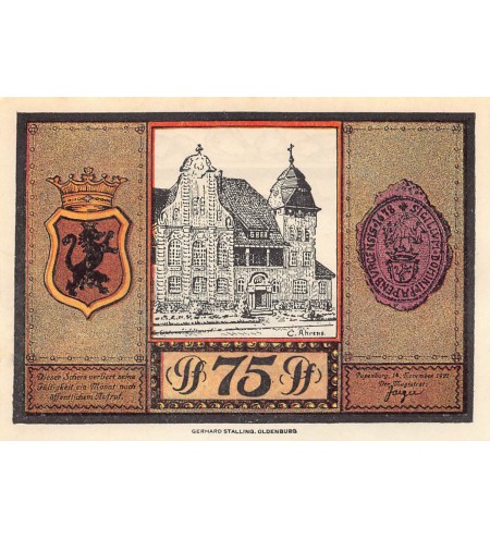 ALLEMAGNE, PAPENBURG - 75 PFENNIG 1921