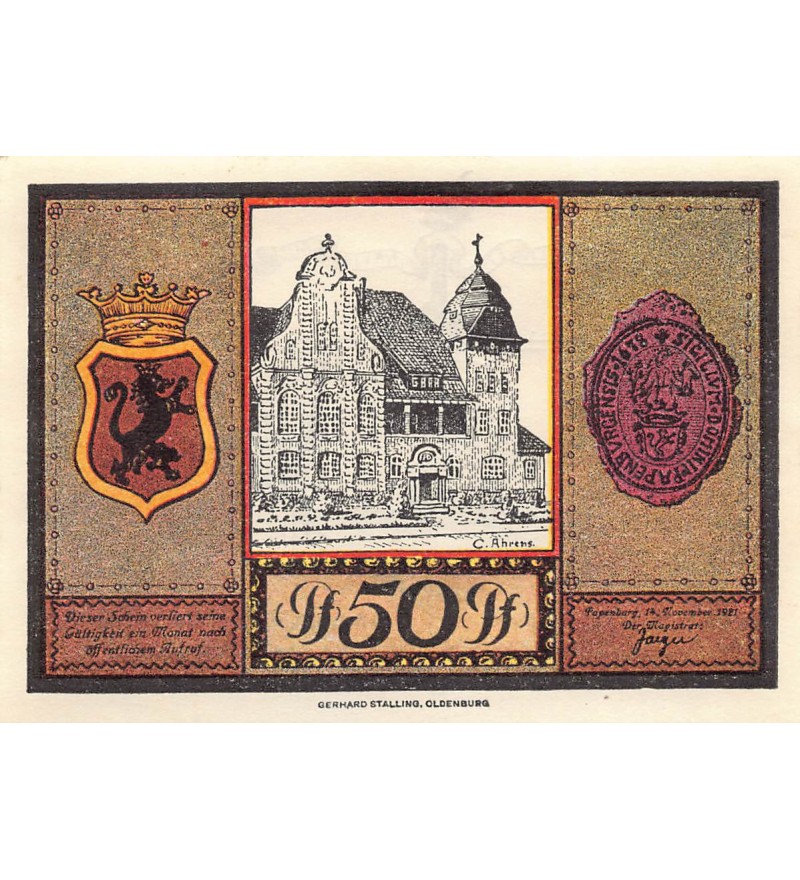 ALLEMAGNE, PAPENBURG - 50 PFENNIG 1921