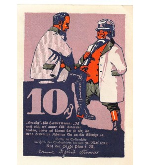 ALLEMAGNE, PLAU - 10 PFENNIG 1922 2