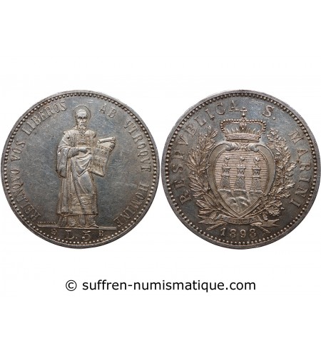 SAINT MARIN - 5 LIRE 1898