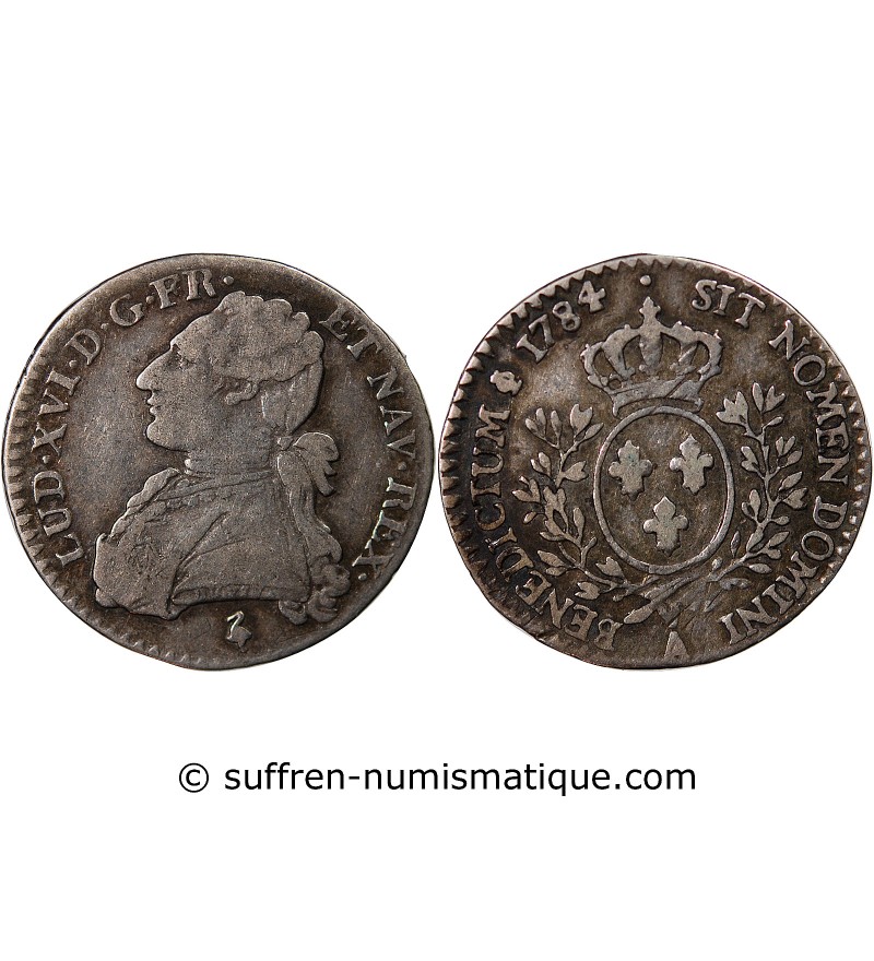 LOUIS XVI - 1/10 ECU AUX BRANCHES D'OLIVIER 1784 A PARIS