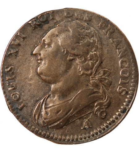 LOUIS XVI, CONSTITUTION - 12 DENIERS 1791 A PARIS