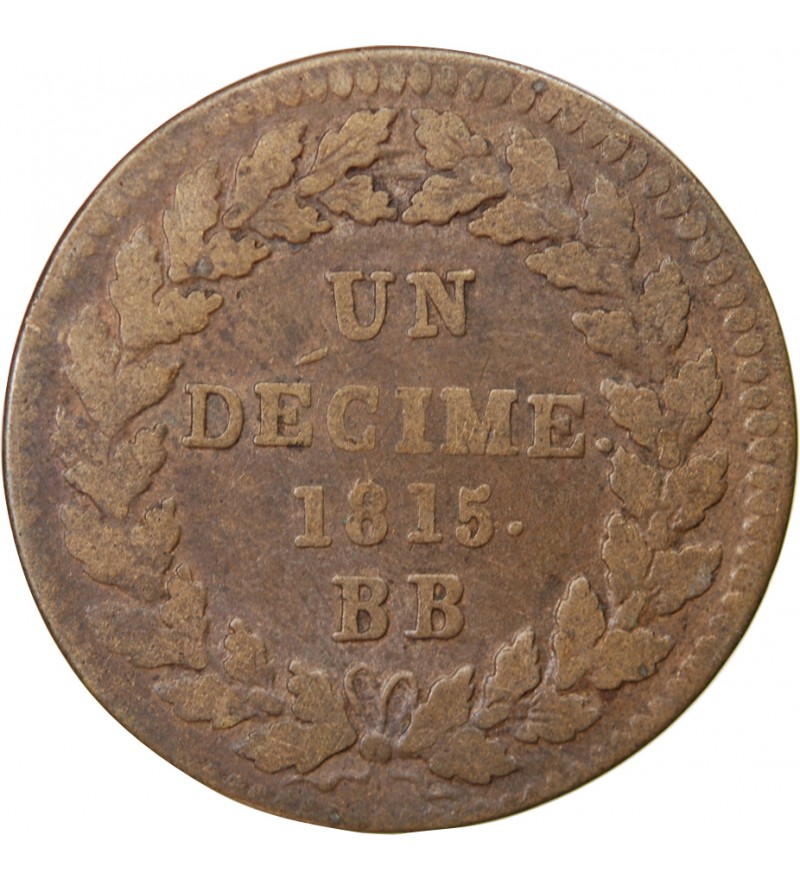 SIEGE DE STRASBOURG, LOUIS XVIII - DECIME 1815. BB