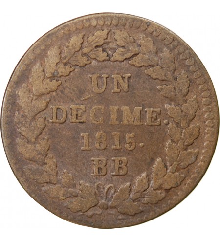 SIEGE DE STRASBOURG, LOUIS XVIII - DECIME 1815. BB