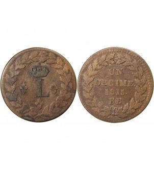 SIEGE DE STRASBOURG, LOUIS XVIII - DECIME 1815. BB 2