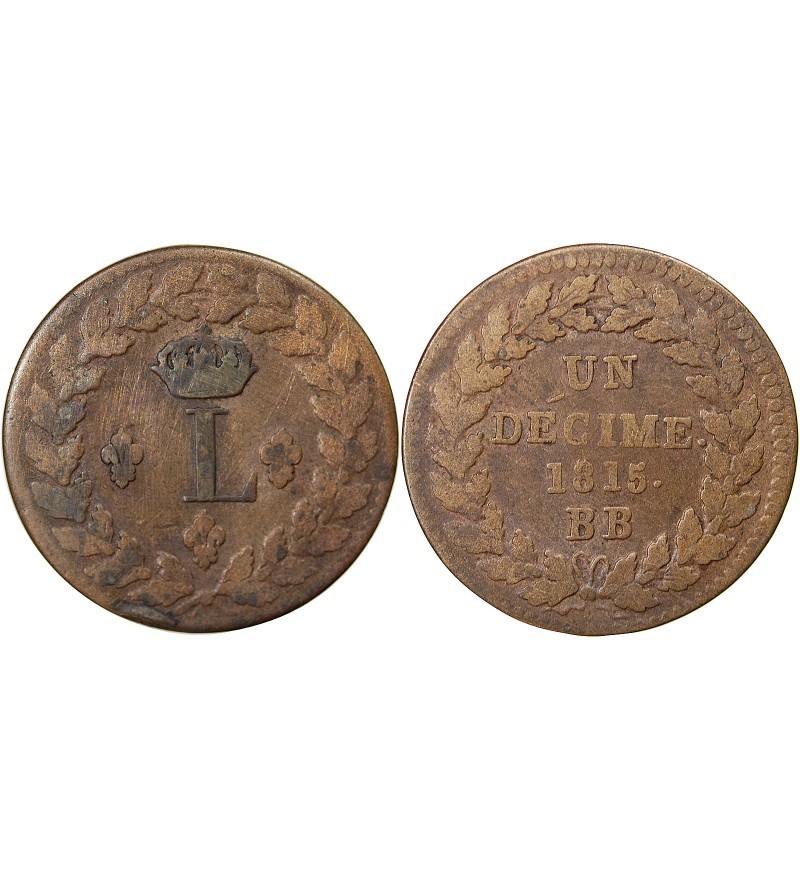 SIEGE DE STRASBOURG, LOUIS XVIII - DECIME 1815. BB