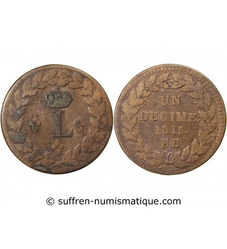 SIEGE DE STRASBOURG, LOUIS XVIII - DECIME 1815. BB