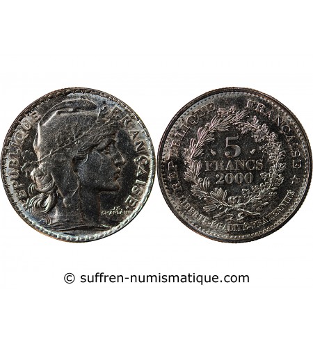 Ve REPUBLIQUE, MARIANNE DE CHAPLAIN - 5 FRANCS 2000 - FRAPPE BU