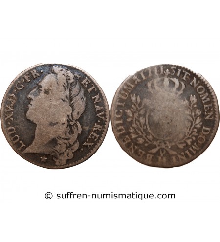 LOUIS XV - 1/2 ECU AU BANDEAU 1741 H LA ROCHELLE