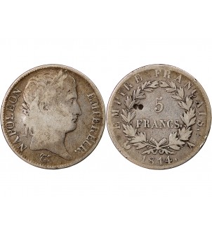 NAPOLEON Ier - 5 FRANCS 1814 A PARIS 2