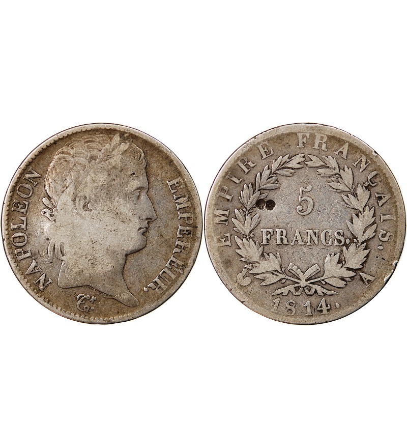 NAPOLEON Ier - 5 FRANCS 1814 A PARIS