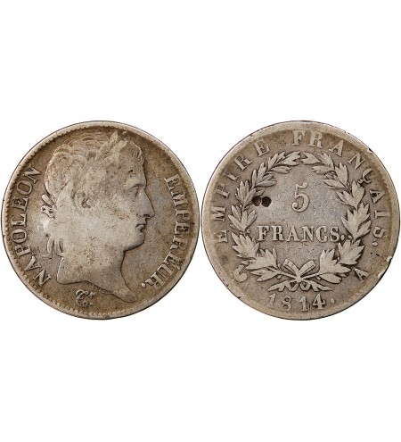 NAPOLEON Ier - 5 FRANCS 1814 A PARIS