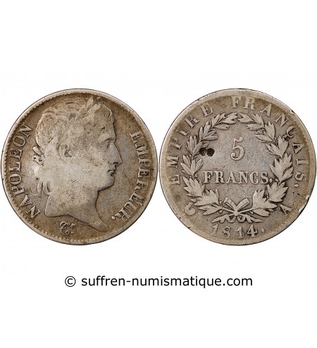 NAPOLEON Ier - 5 FRANCS 1814 A PARIS