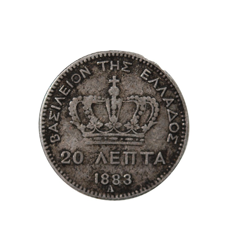 GRECE, GEORGE Ier - 20 LEPTA ARGENT 1883 A PARIS
