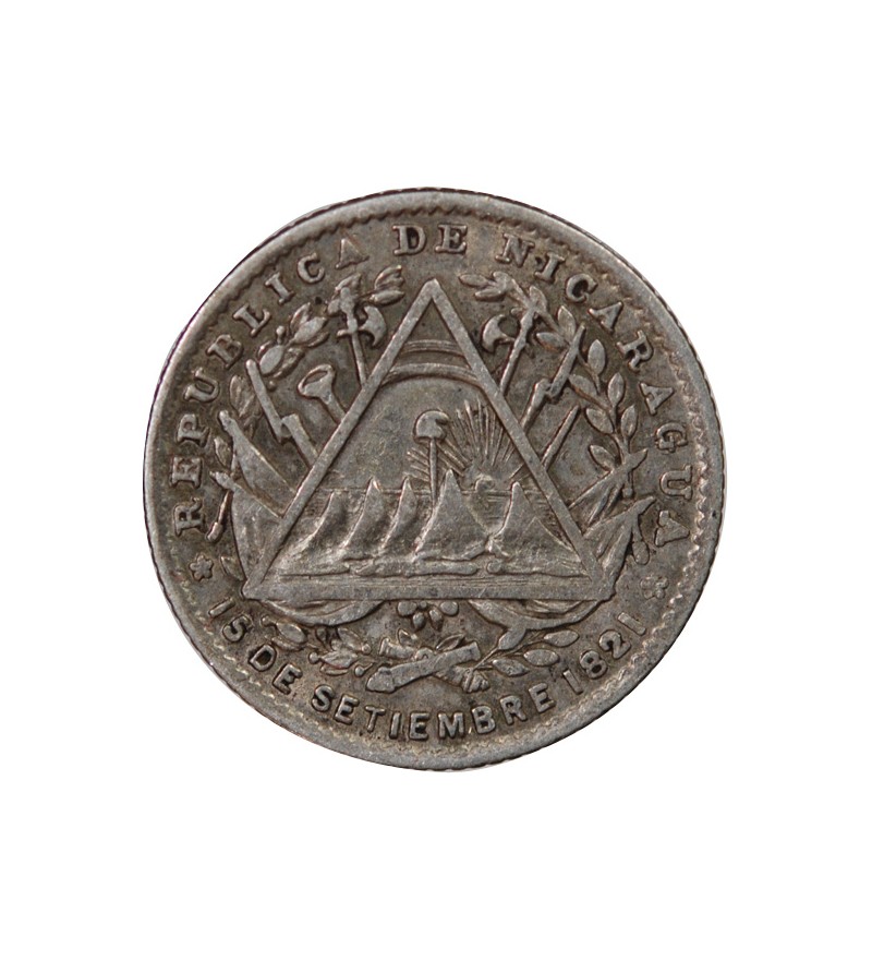 NICARAGUA - 5 CENTAVOS ARGENT 1887 H HEATON