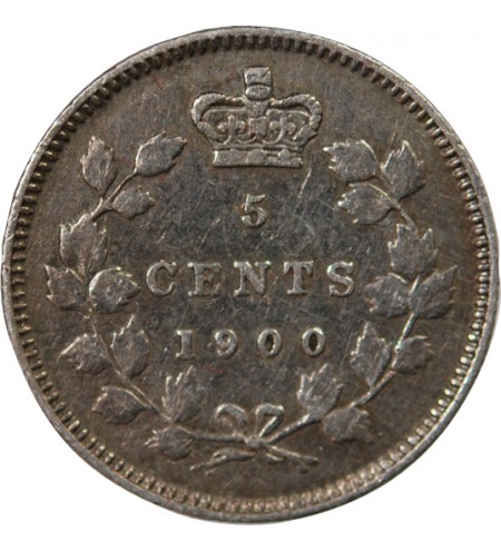 CANADA, VICTORIA - 5 CENTS ARGENT 1900