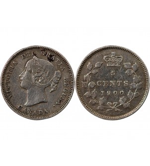 CANADA, VICTORIA - 5 CENTS ARGENT 1900 2