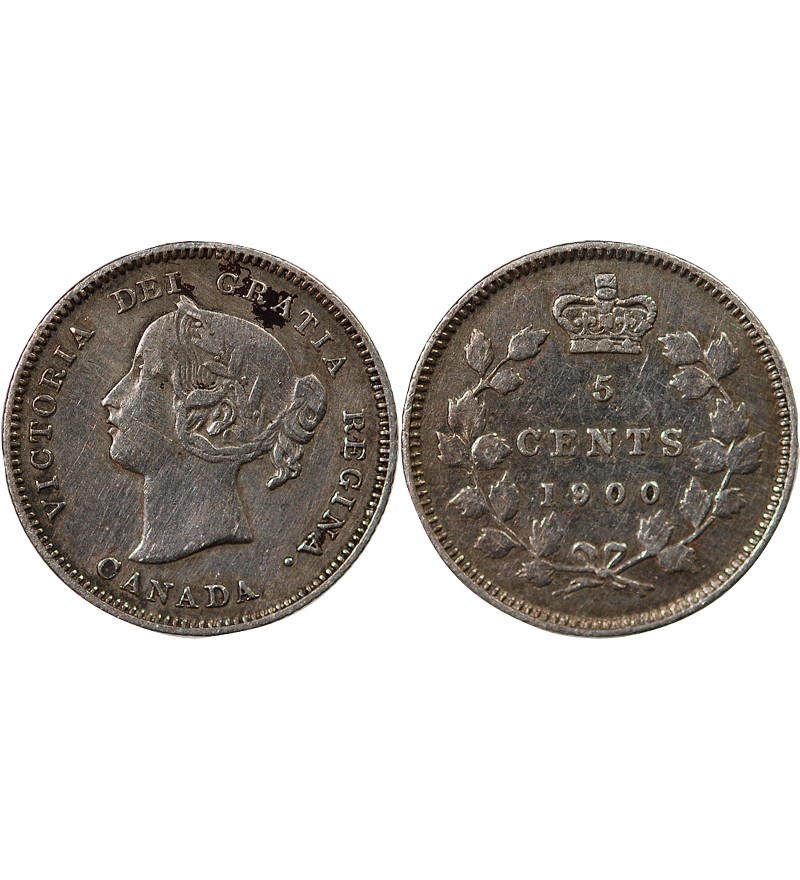 CANADA, VICTORIA - 5 CENTS ARGENT 1900