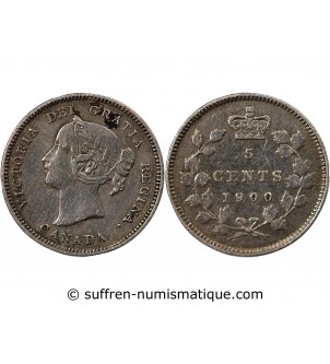 CANADA, VICTORIA - 5 CENTS ARGENT 1900