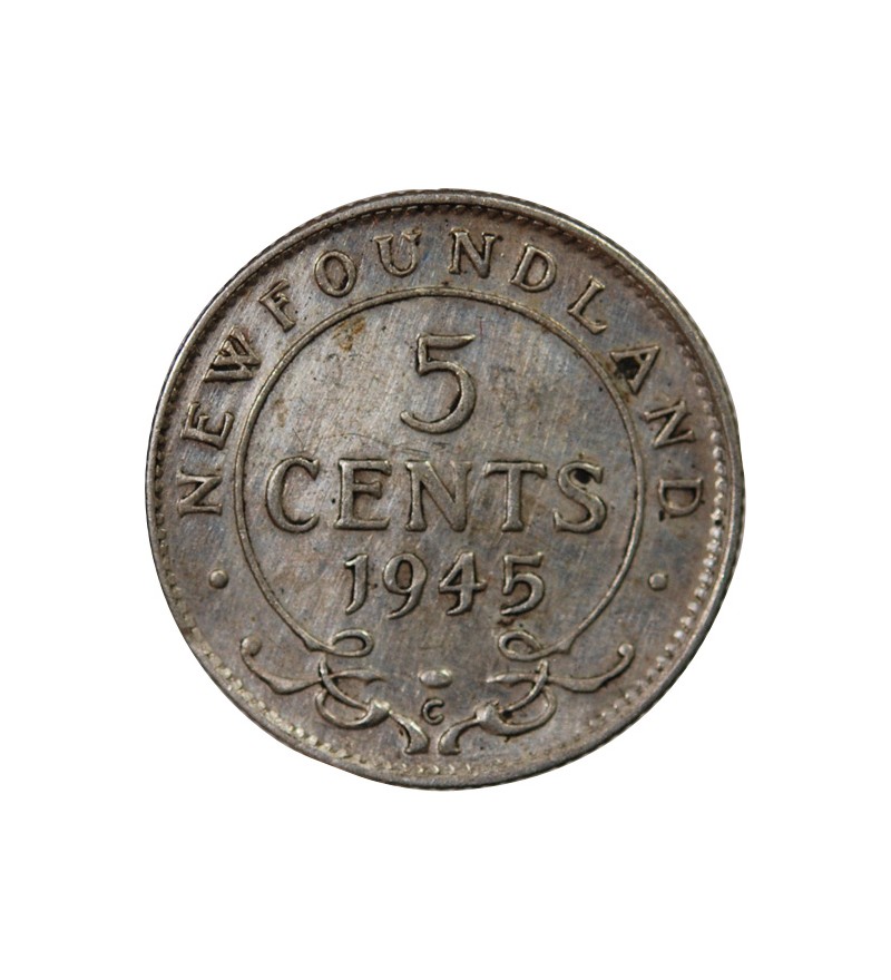 TERRE-NEUVE, GEORGES VI - 5 CENTS ARGENT 1945