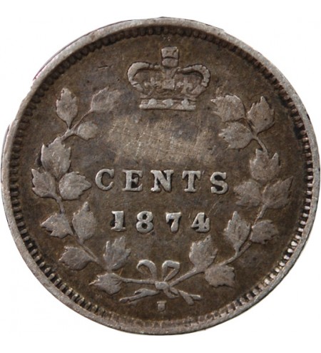 CANADA, VICTORIA - 5 CENTS ARGENT 1874